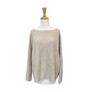 Vince Ladder Stitch Cashmere Sweater Size L Large Beige